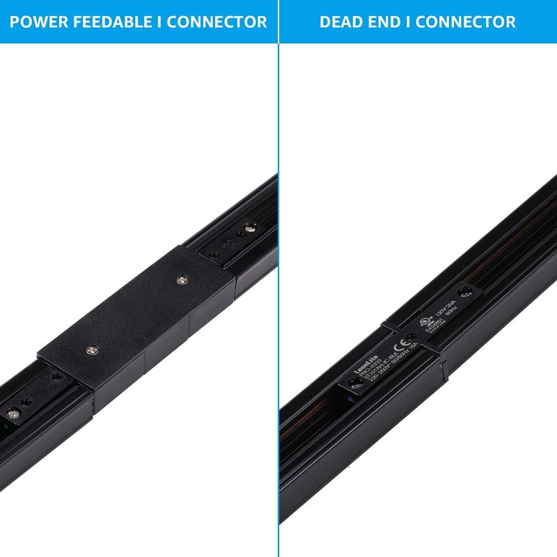 LEONLITE H Track Power Feedable I Connector, Single Circuit 3-Wire-1 Track Lighting Kit, UL Listed, Flame Retardant Material, Black - Image 2